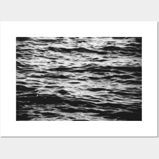 Marbled Ocean Waves Black and White Posters and Art